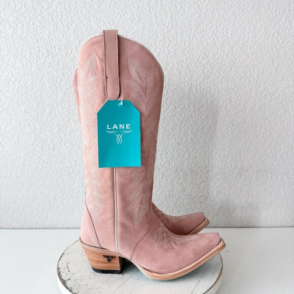Lane Gallatin Womens Cowboy Boots 6.5 Pink Cowgirl Western Mid Calf Pointed Toe - Picture 2 of 11